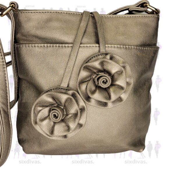 Champagne Taupe Medium Size Crossbody Travel Holiday Cruise Everyday Handbag - Picture 2 of 10